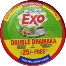 Exo Round Dishwash Bar 500g Double Dhamaka, Exo Super Scrubber + Steel Scrubber worth Rs. 25/- free