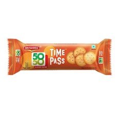 Britannia 50-50 Time Pass - Classic Salted Biscuits, 66g, Light Brown
